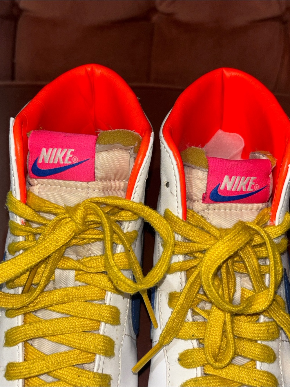 Nike Blazer mid ‘77 white chartreuse hyper pink high top sneakers neon accent 8 - Picture 8 of 15